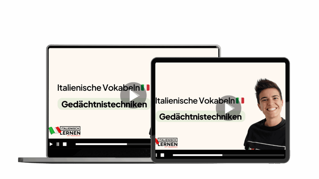 Bonus Video-Kurs über Gedächtnistechniken zum effektiven Merken italienischer Vokabeln und Redewendungen.